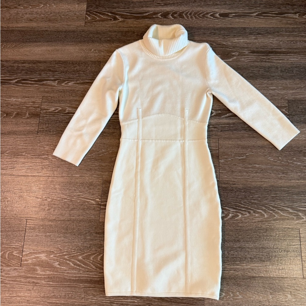 Bebe  Cream Turtleneck Dress
